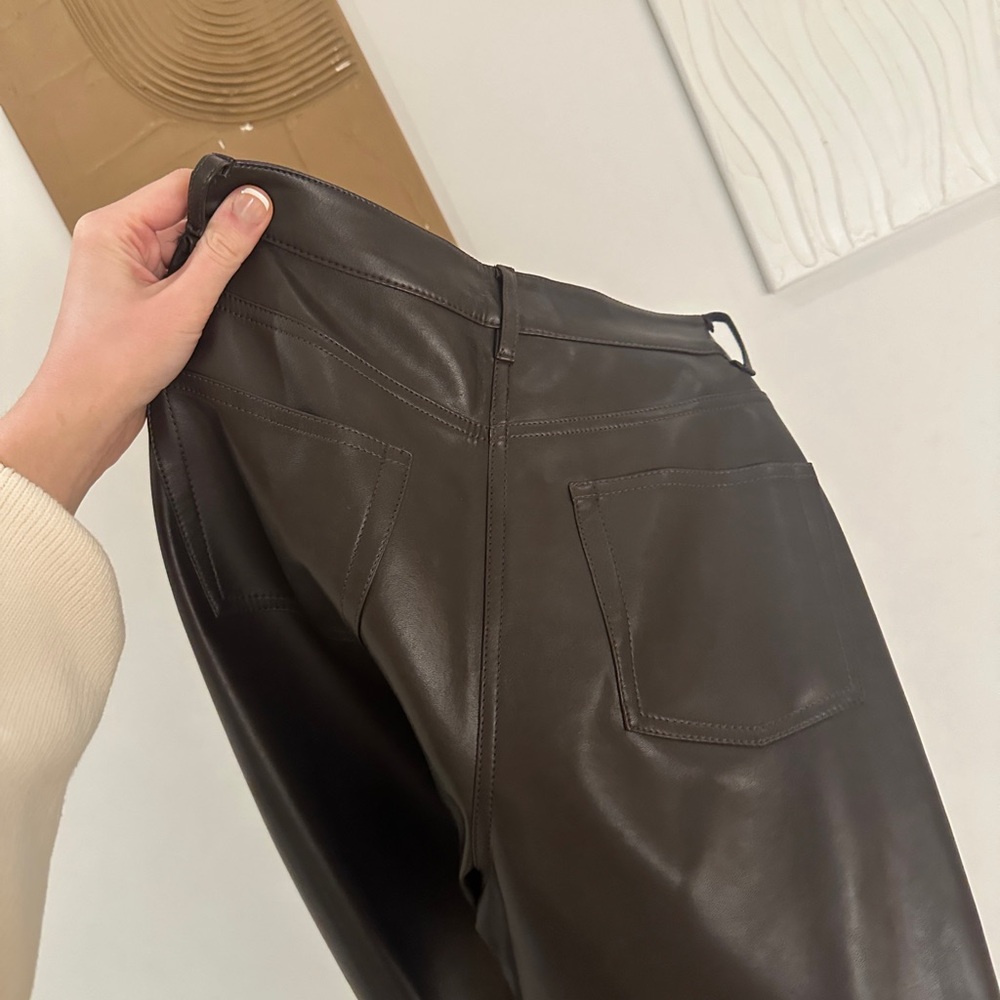 Melina Low Rise Slim Pant Brown Leather - Picture 3 of 4